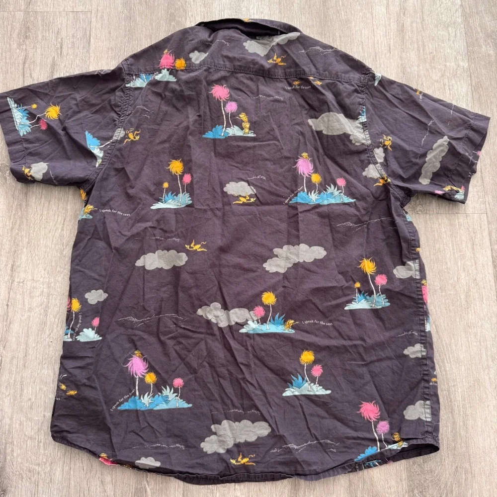 Billabong Dr Seuss The Lorax Shirt Boys XL Charcoal Grey Button Down shirt